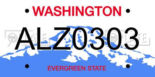 ALZ0303 Washington License Plate