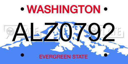 ALZ0792 Washington License Plate