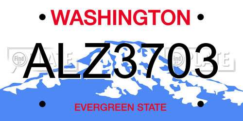 ALZ3703 Washington License Plate