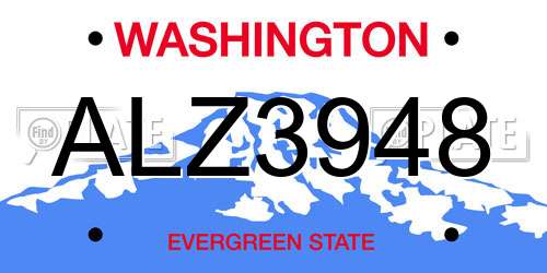 ALZ3948 Washington License Plate