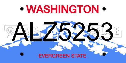 ALZ5253 Washington License Plate