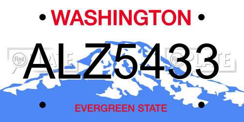 ALZ5433 Washington License Plate