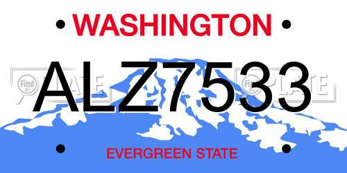 ALZ7533 Washington License Plate