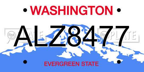 ALZ8477 Washington License Plate
