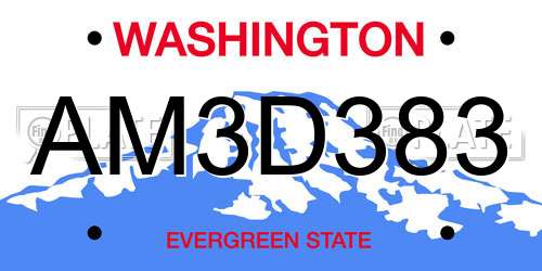 AM3D383 Washington License Plate