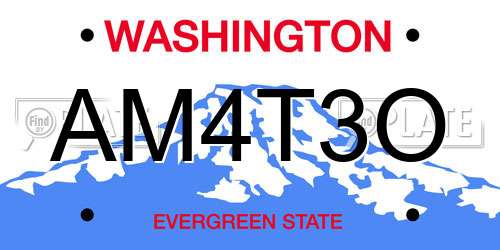 AM4T3O Washington License Plate