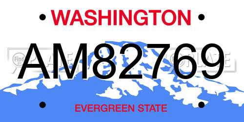 AM82769 Washington License Plate