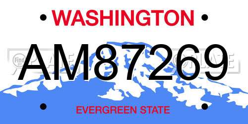 AM87269 Washington License Plate