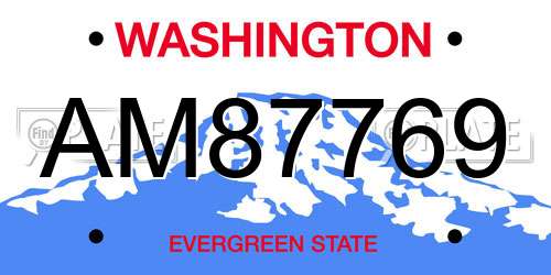 AM87769 Washington License Plate
