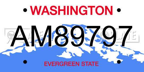 AM89797 Washington License Plate