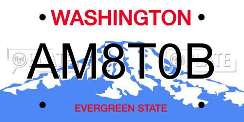 AM8T0B Washington License Plate