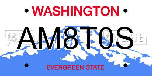AM8T0S Washington License Plate