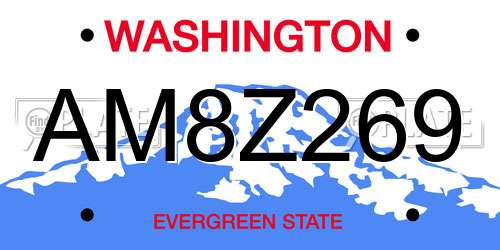 AM8Z269 Washington License Plate