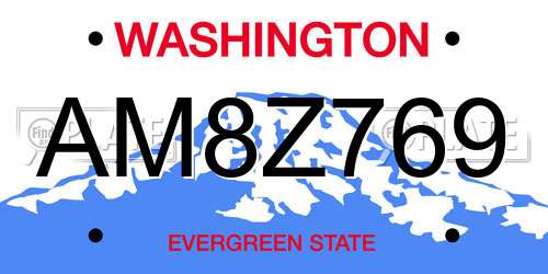 AM8Z769 Washington License Plate