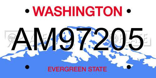AM97205 Washington License Plate