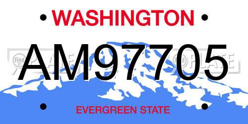 AM97705 Washington License Plate