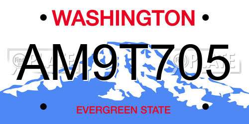 AM9T705 Washington License Plate