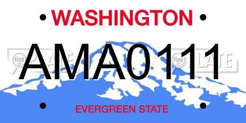AMA0111 Washington License Plate