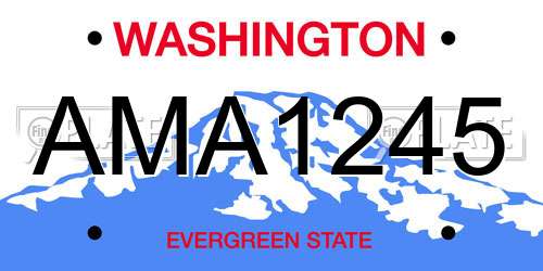 AMA1245 Washington License Plate