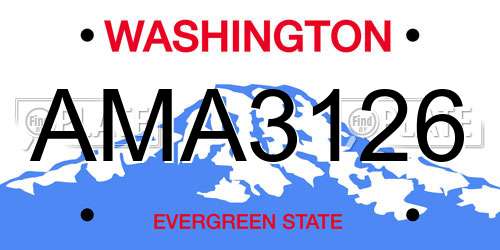AMA3126 Washington License Plate
