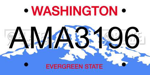 AMA3196 Washington License Plate