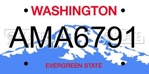 AMA6791 Washington License Plate