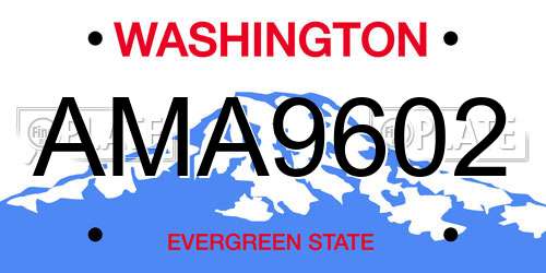 AMA9602 Washington License Plate