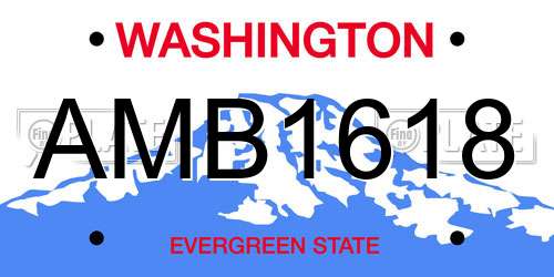 AMB1618 Washington License Plate