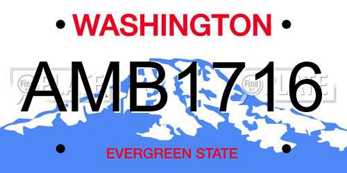 AMB1716 Washington License Plate