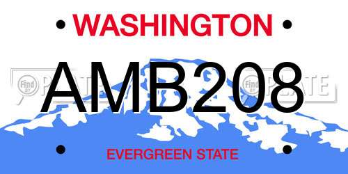 AMB208 Washington License Plate