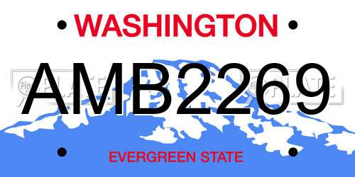 AMB2269 Washington License Plate