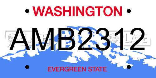 AMB2312 Washington License Plate