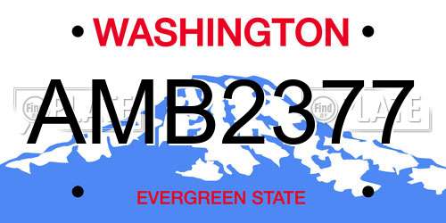AMB2377 Washington License Plate