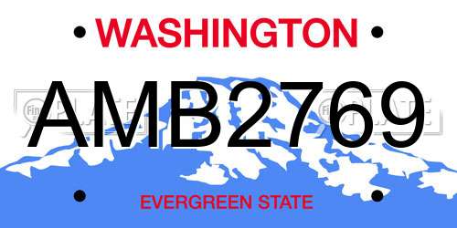 AMB2769 Washington License Plate