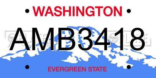 AMB3418 Washington License Plate