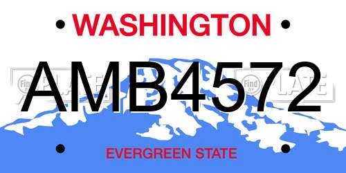 AMB4572 Washington License Plate