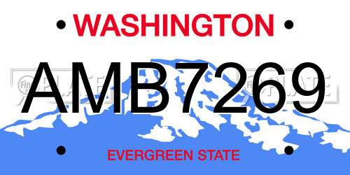 AMB7269 Washington License Plate
