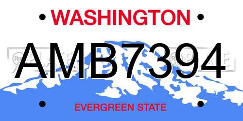 AMB7394 Washington License Plate
