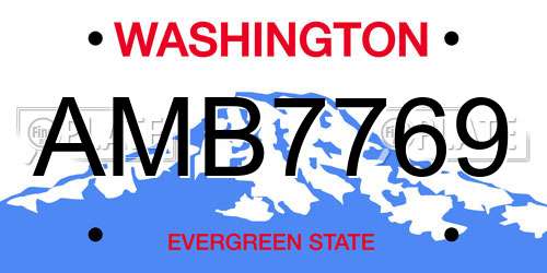AMB7769 Washington License Plate