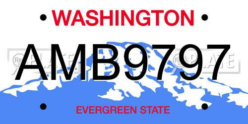 AMB9797 Washington License Plate