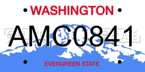 AMC0841 Washington License Plate