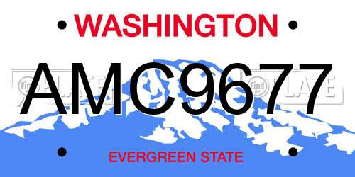 AMC9677 Washington License Plate