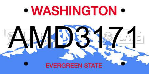 AMD3171 Washington License Plate