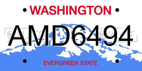AMD6494 Washington License Plate