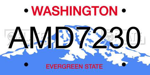 AMD7230 Washington License Plate
