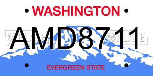 AMD8711 Washington License Plate