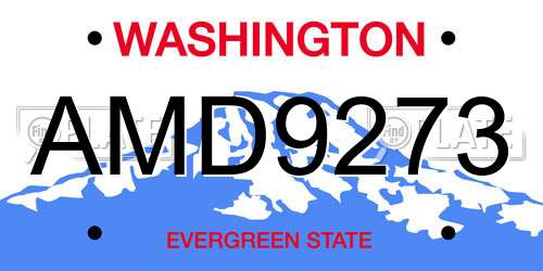 AMD9273 Washington License Plate