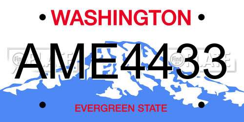 AME4433 Washington License Plate