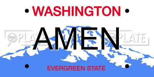 AMEN Washington License Plate