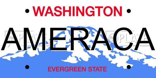 AMERACA Washington License Plate